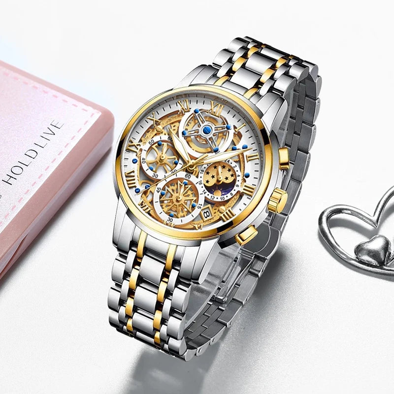 LIGE 2023 New Gold Women Watches Creative Steel Women&#039;s Bracelet Wrist Watches Ladies Fashion Waterproof Female Relogio Feminino