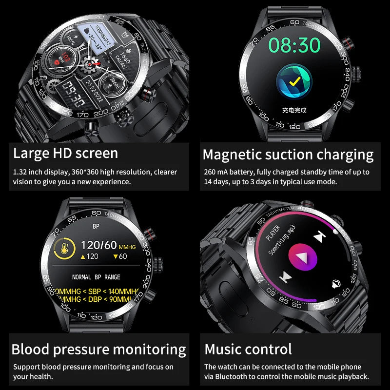 Lige 360 AMOLED HD Screen Watch For Men Smart Watch Bluetooth Calling Smartwatch 2023 Fashion Business Clock New Smartband Man