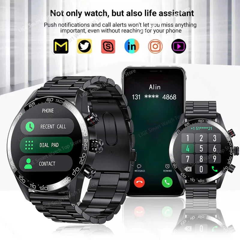 Lige 360 AMOLED HD Screen Watch For Men Smart Watch Bluetooth Calling Smartwatch 2023 Fashion Business Clock New Smartband Man