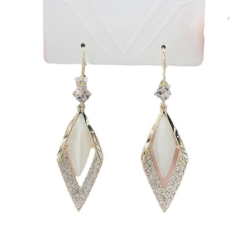 Diamond Opal Geometric Earrings