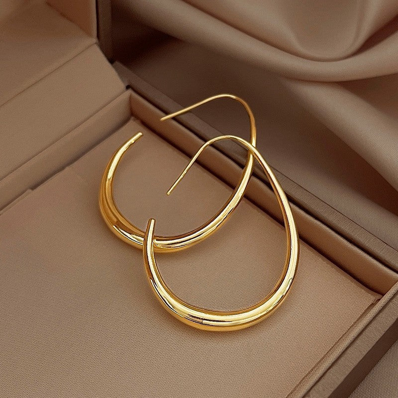 S925 Silver Oval Earrings Internet Celebrity Temperament Women