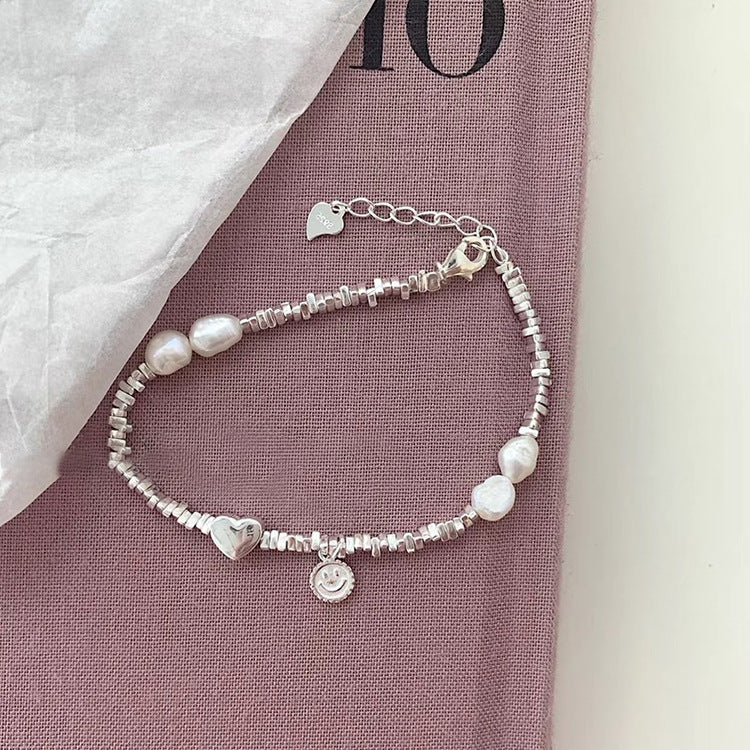 Broken Silver Metal Freshwater Pearl Bracelet Women