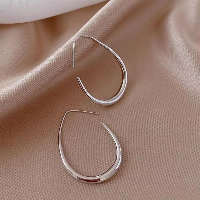 S925 Silver Oval Earrings Internet Celebrity Temperament Women