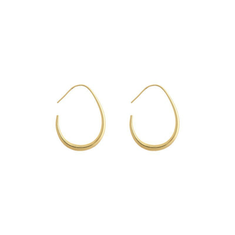 S925 Silver Oval Earrings Internet Celebrity Temperament Women