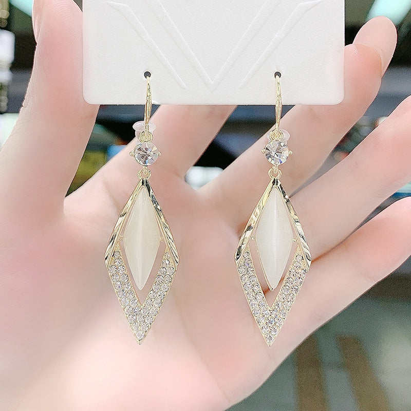 Diamond Opal Geometric Earrings