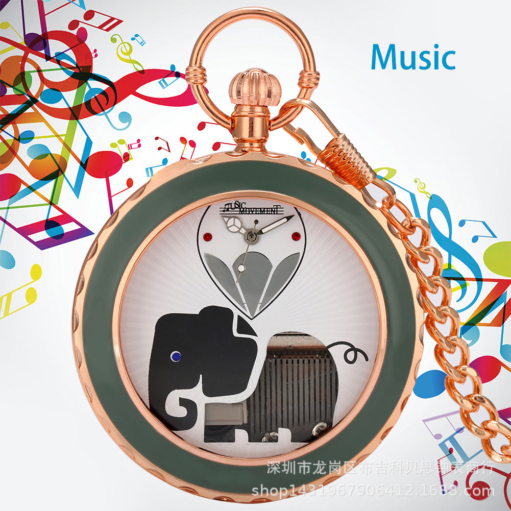 New Foreign Trade Product Creative Cartoon Quartz Music Pocket Watch-Swan Lake Music Box Pocket Watch